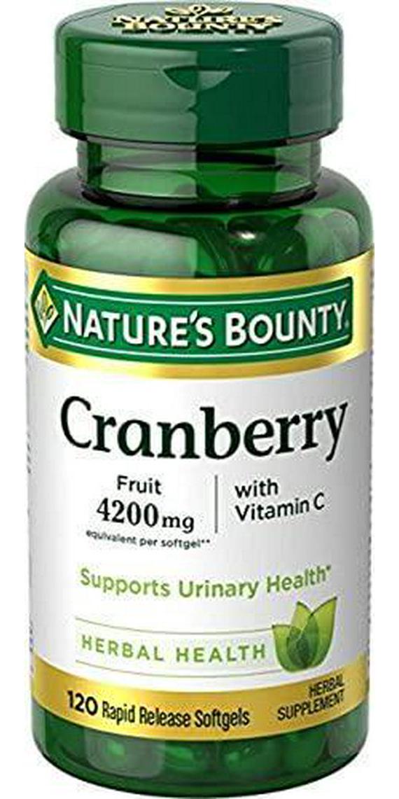 Nature's Bounty Cranberry Fruit 4200 mg, Plus Vitamin C, 120 Softgels
