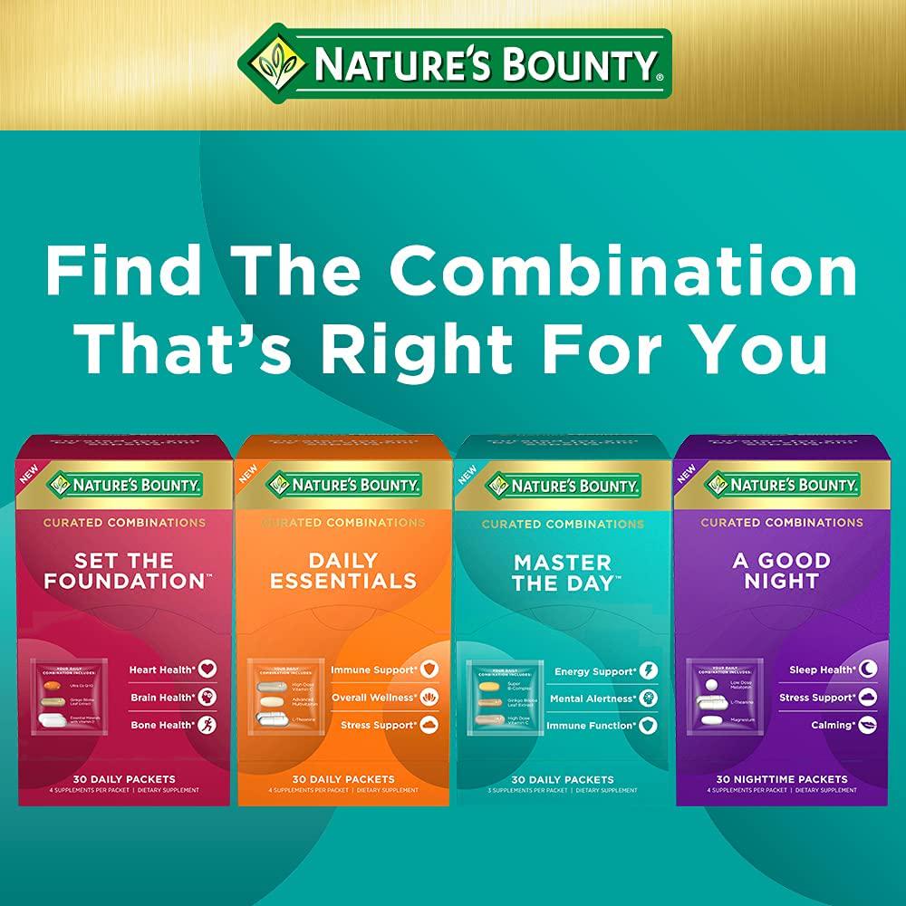 Nature's Bounty Curated Combinations Master the Day, ENERGY SUPPORT + MENTAL ALERTNESS + IMMUNE FUNCTION, 30 daily packets