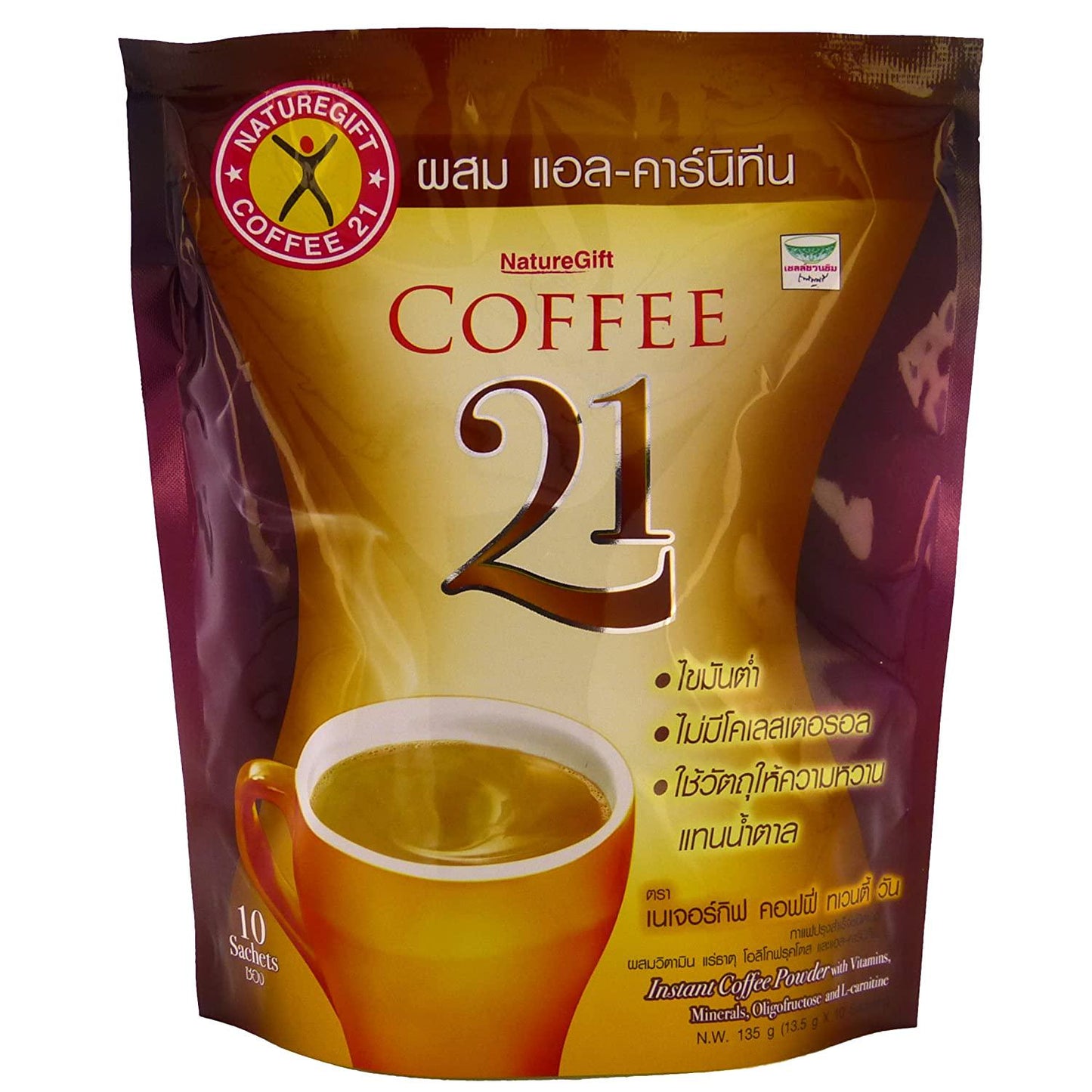 Naturegift Instant Coffee Mix 21 Plus L-carnitine Slimming Weight Loss Diet (13.5gx10 Sachets) X 3 Pack