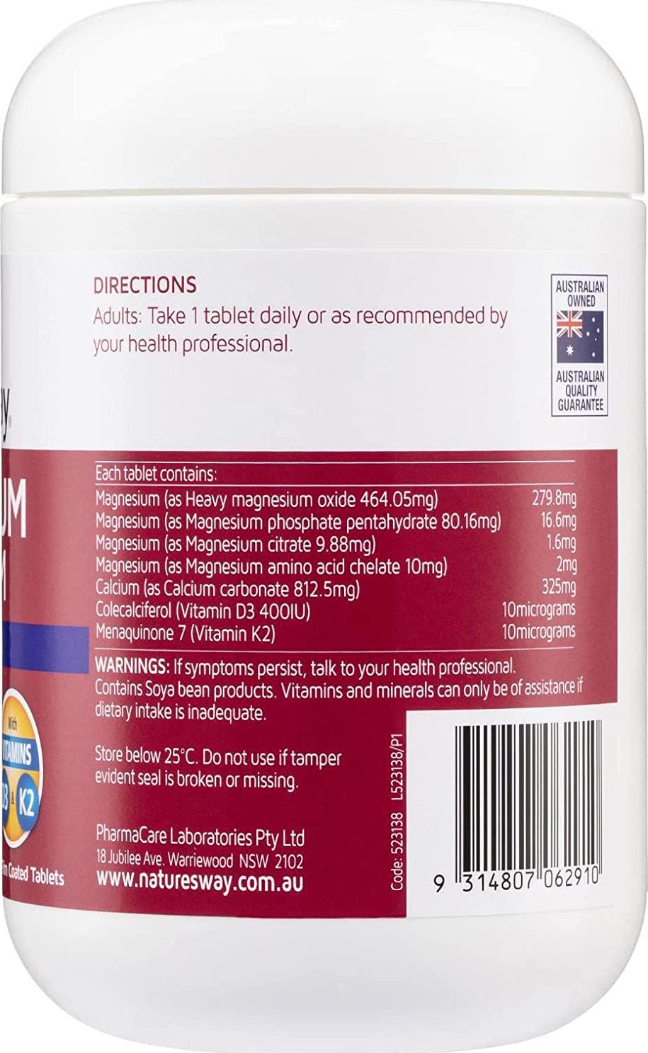 Natures Way Magnesium Calcium Muscle Bone Tablets, 150 count