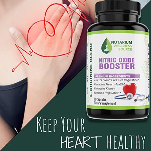 Nitric Oxide Booster Natural L Arginine, L Citriulline, Beta Alanine Supplement by Nutarium