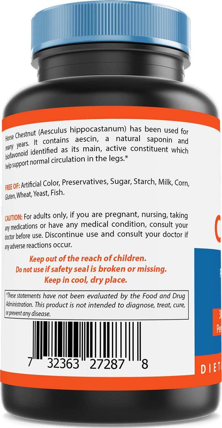 Nova Nutritions Horse Chestnut Seed Extract 300 mg (Non-GMO) Tablets Naturally Contains Aescin Which Promotes Healthy Leg Vein and Circulation 180 Count