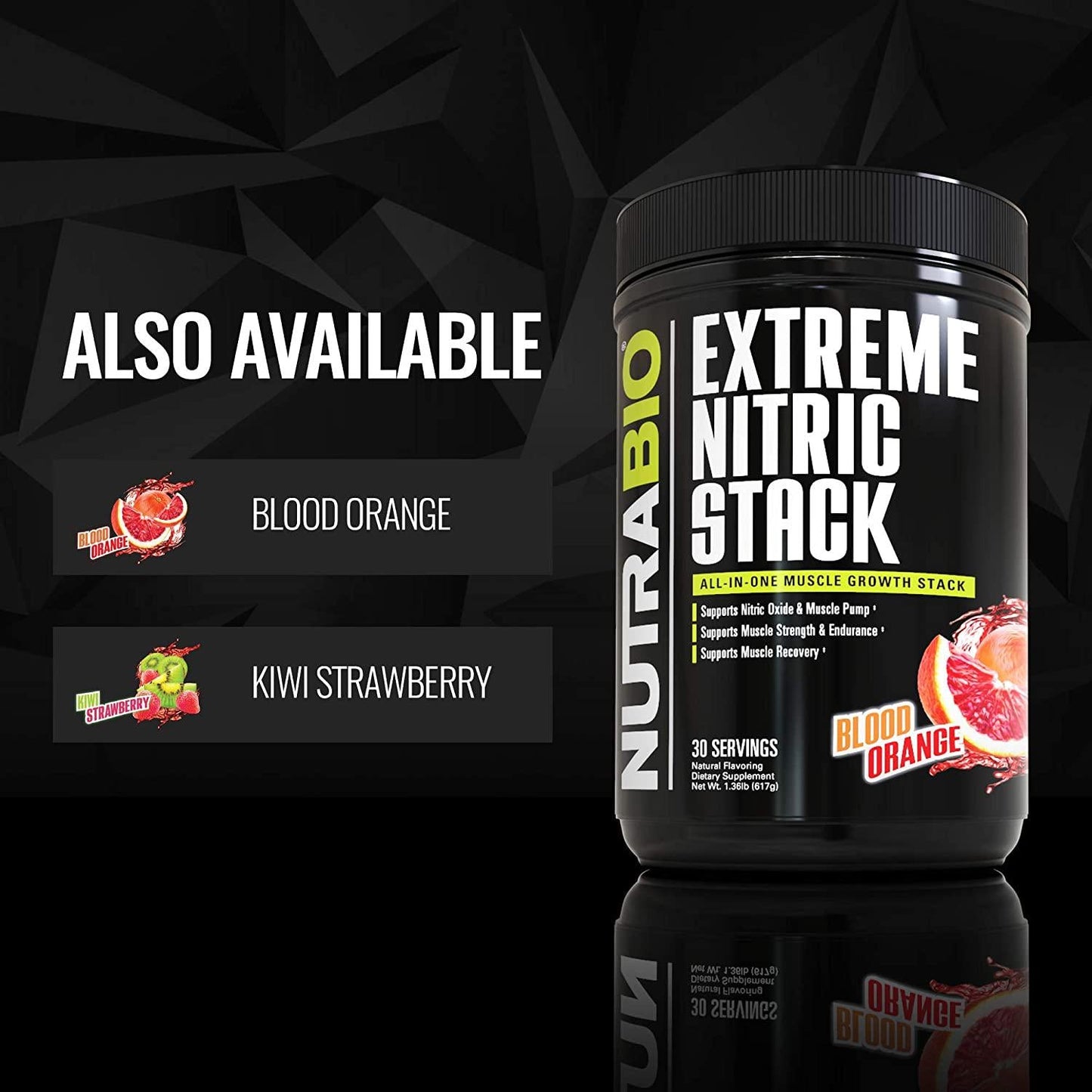 NutraBio Extreme Nitric Stack (Blood Orange) - Nitric Oxide and Cell Volumizing Formula