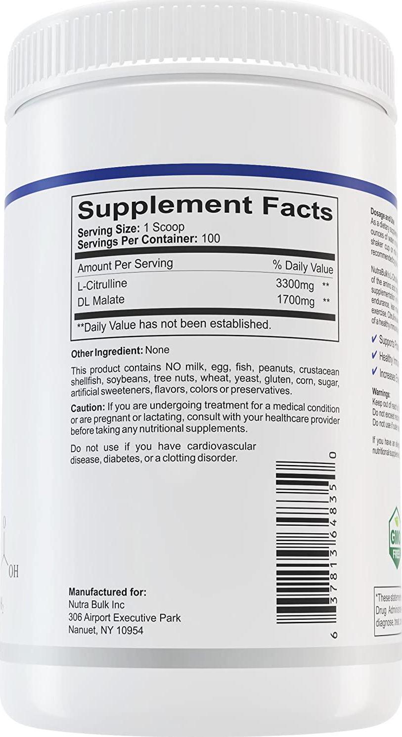 NutraBulk L-Citrulline DL-Malate 2:1 Powder 500 Gram