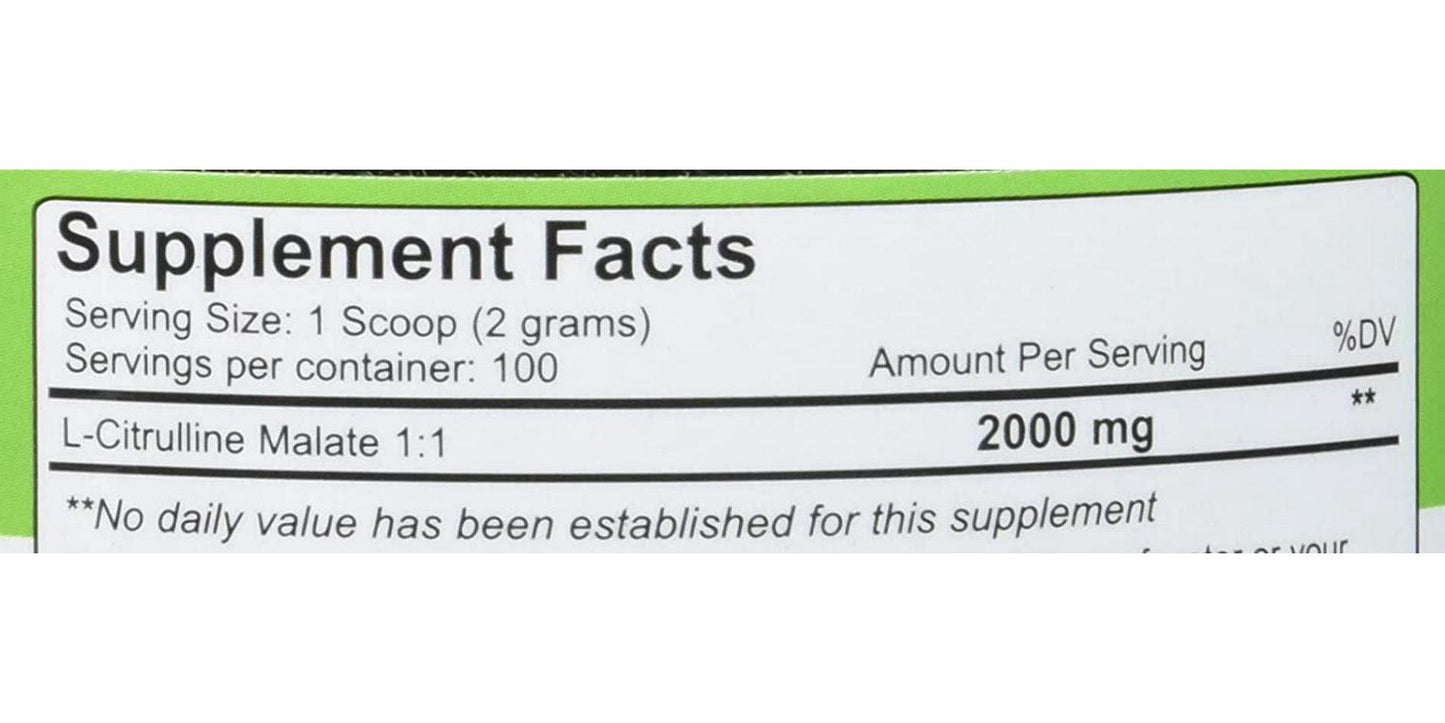 Nutrakey L Citrulline Malate Powder - Nitric Oxide Supplement Booster for Muscle Performance and Recovery, 200g