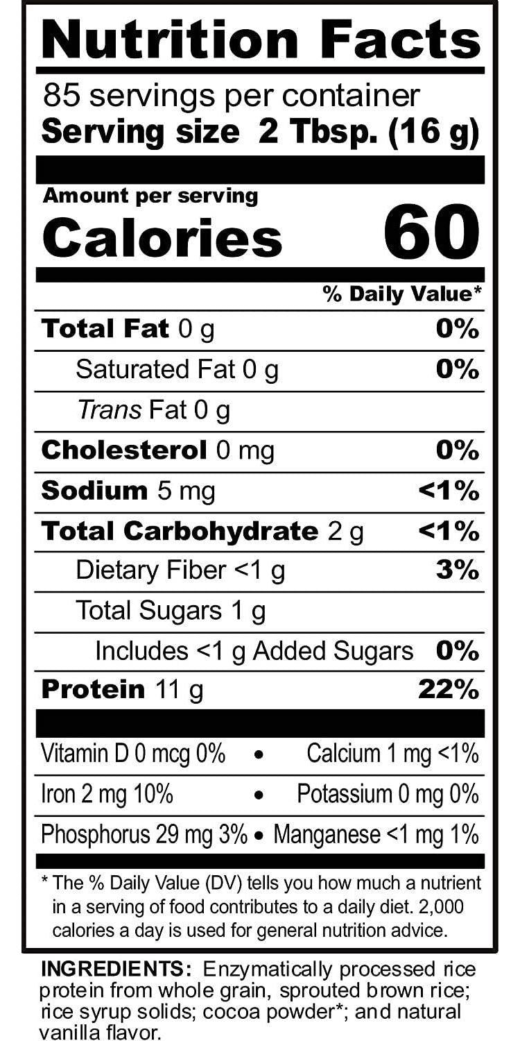 NutriBiotic Chocolate Rice Protein, 3 Lb (1.36kg) | Low Carb, Vegetarian and Keto-Friendly Raw Protein Powder | Grown and Processed without Chemicals, GMOs or Gluten | Easy to Digest and Nutrient-Rich