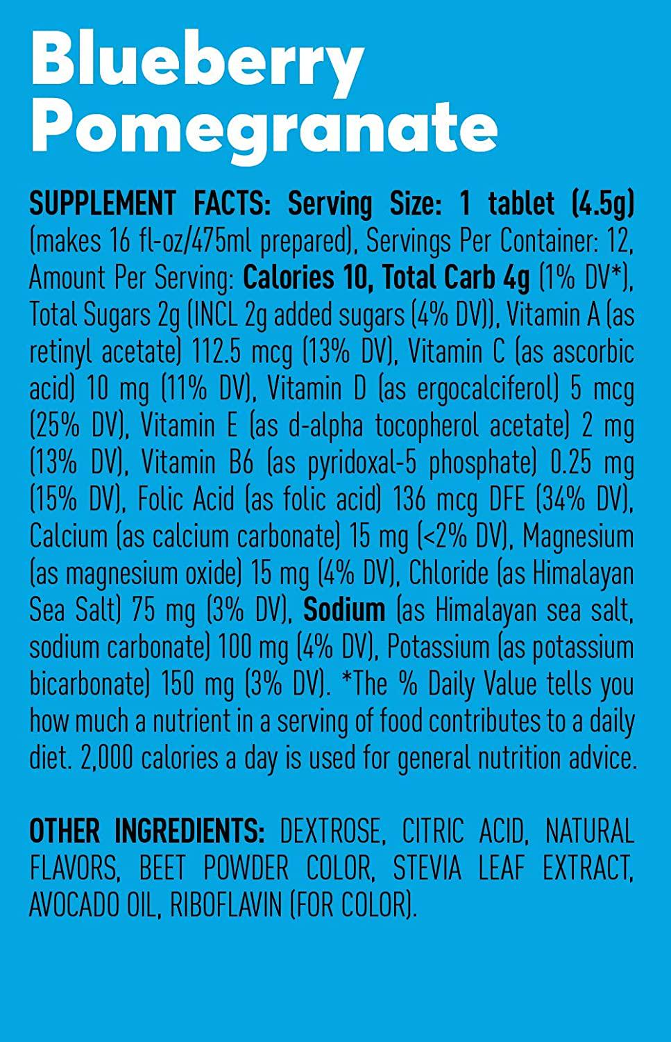 Nuun Hydration: Vitamin + Electrolyte Drink Tablets, Blueberry Pomegranate, Box of 8 Tubes (96 servings), Enhanced for Energy and Daily Health