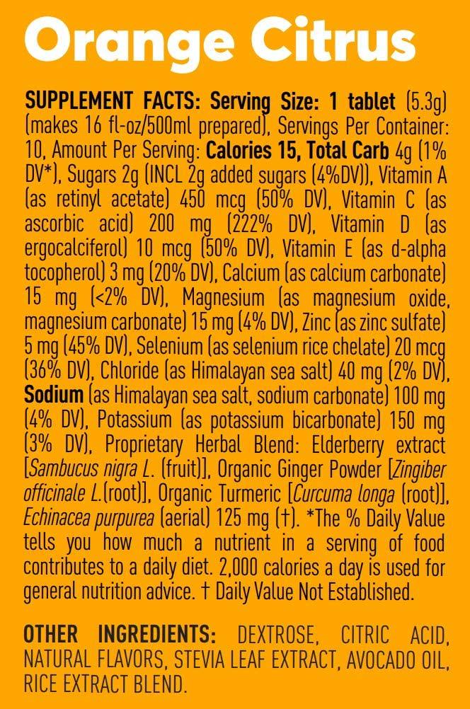 Nuun Immunity: Antioxidant Immune Support Hydration Supplement with Vitamin C, Zinc, Turmeric, Elderberry, Ginger, Echinacea, and Electrolytes. Flavor: Orange Citrus, 8 tubes (80 servings)