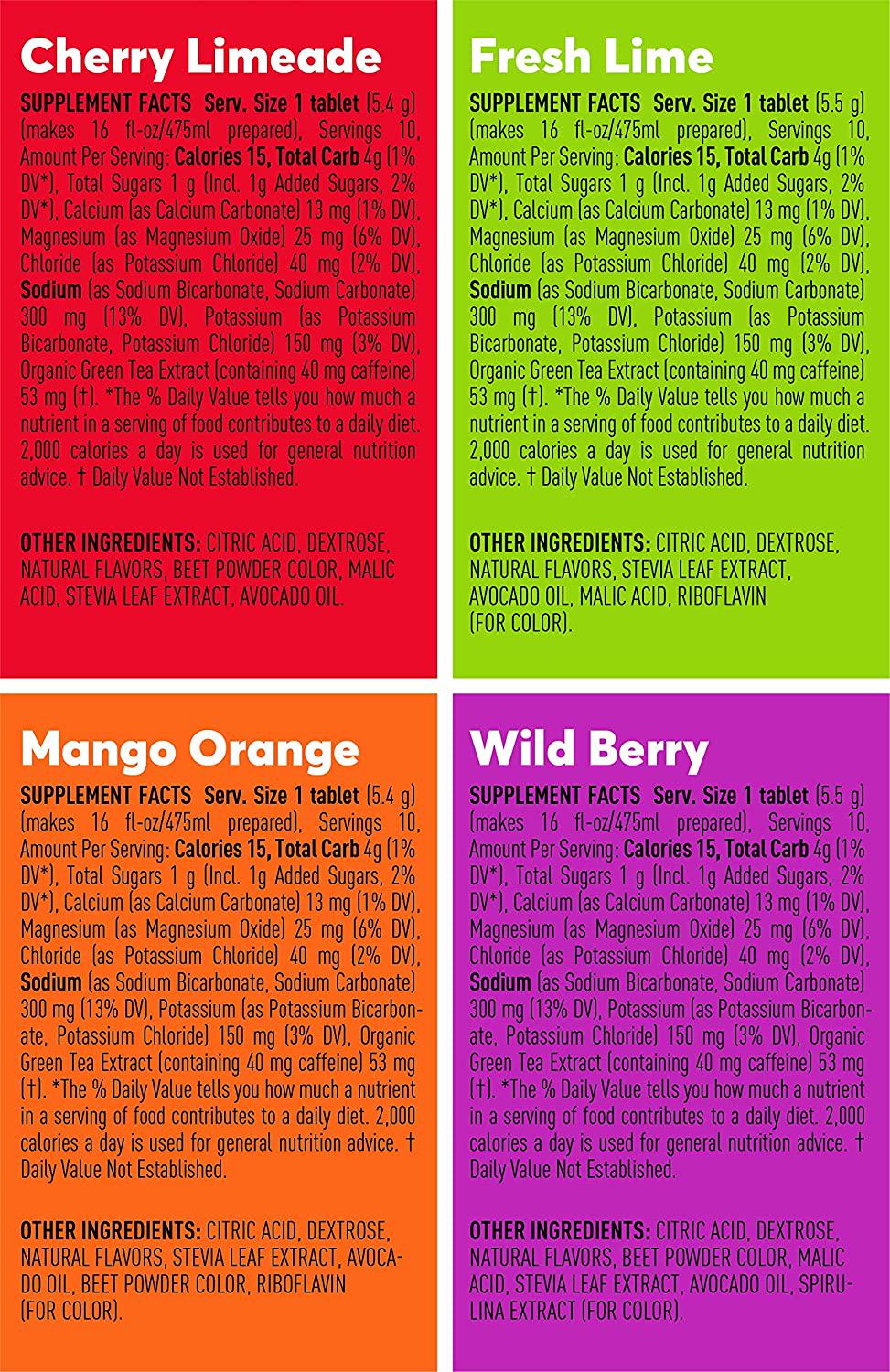 Nuun Sport + Caffeine: Electrolyte Drink Tablets, Mixed Flavor Box, 10 Count (Pack of 4)