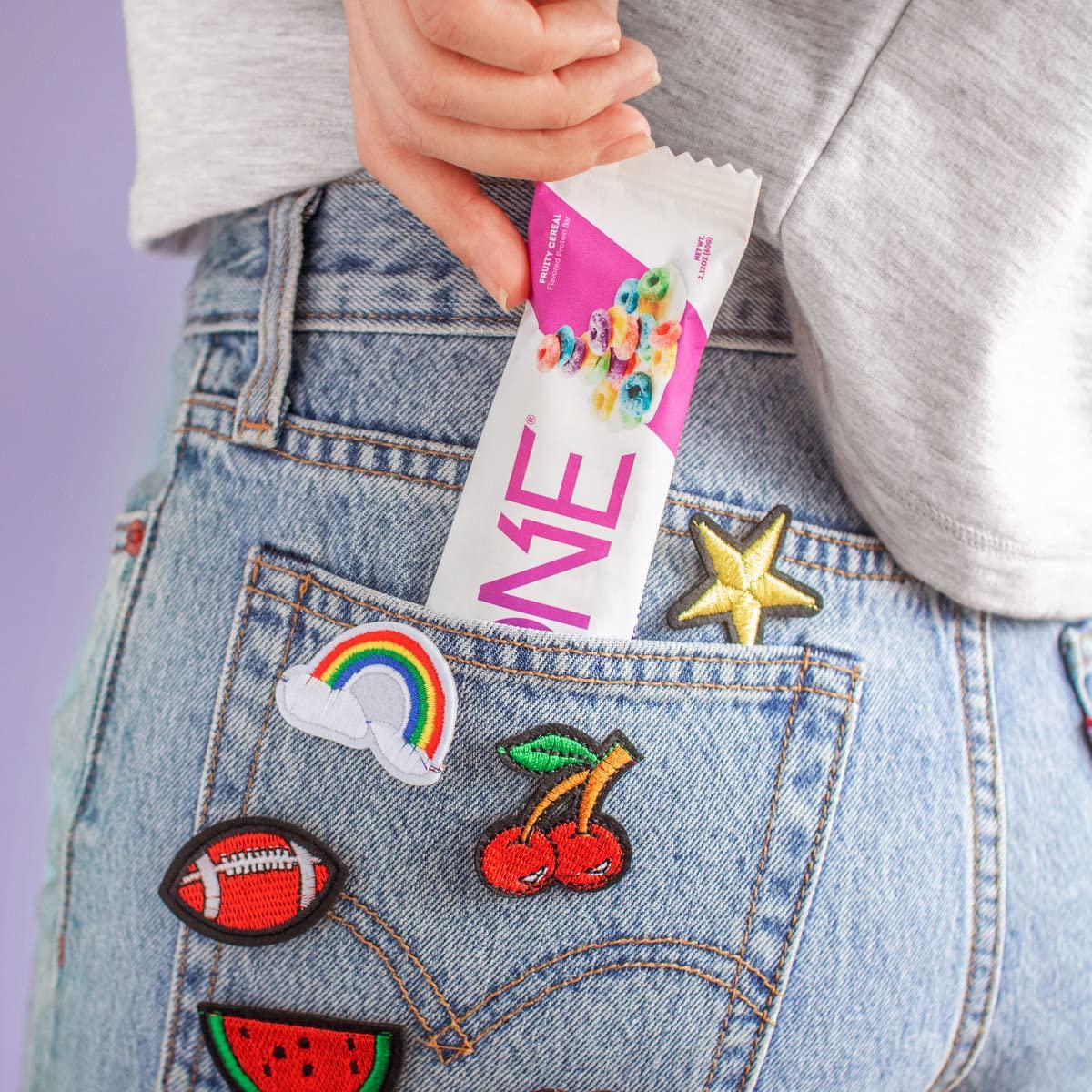 ONE 1 Protein Bars GlutenFree Protein Bar with 20g Protein and only 1g Sugar Snacking for High Protein Diets 2.12 Ounce Pack, Fruity Cereal, 12 Count