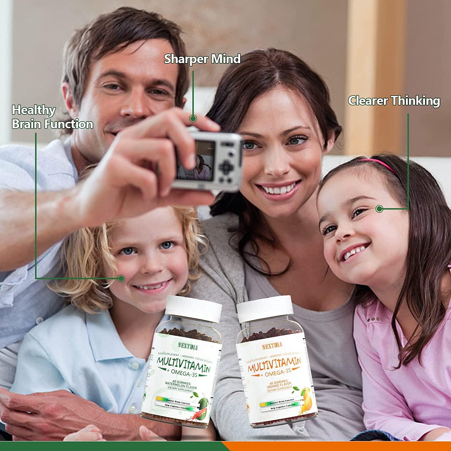 Omega 3, Phosphatidylserine, Bacopa Monnieri, Ashwagandha Gummies - Brain Booster, Immune Support - Brain Support Supplement for Focus, Memory, Concentration, 120 Gummies