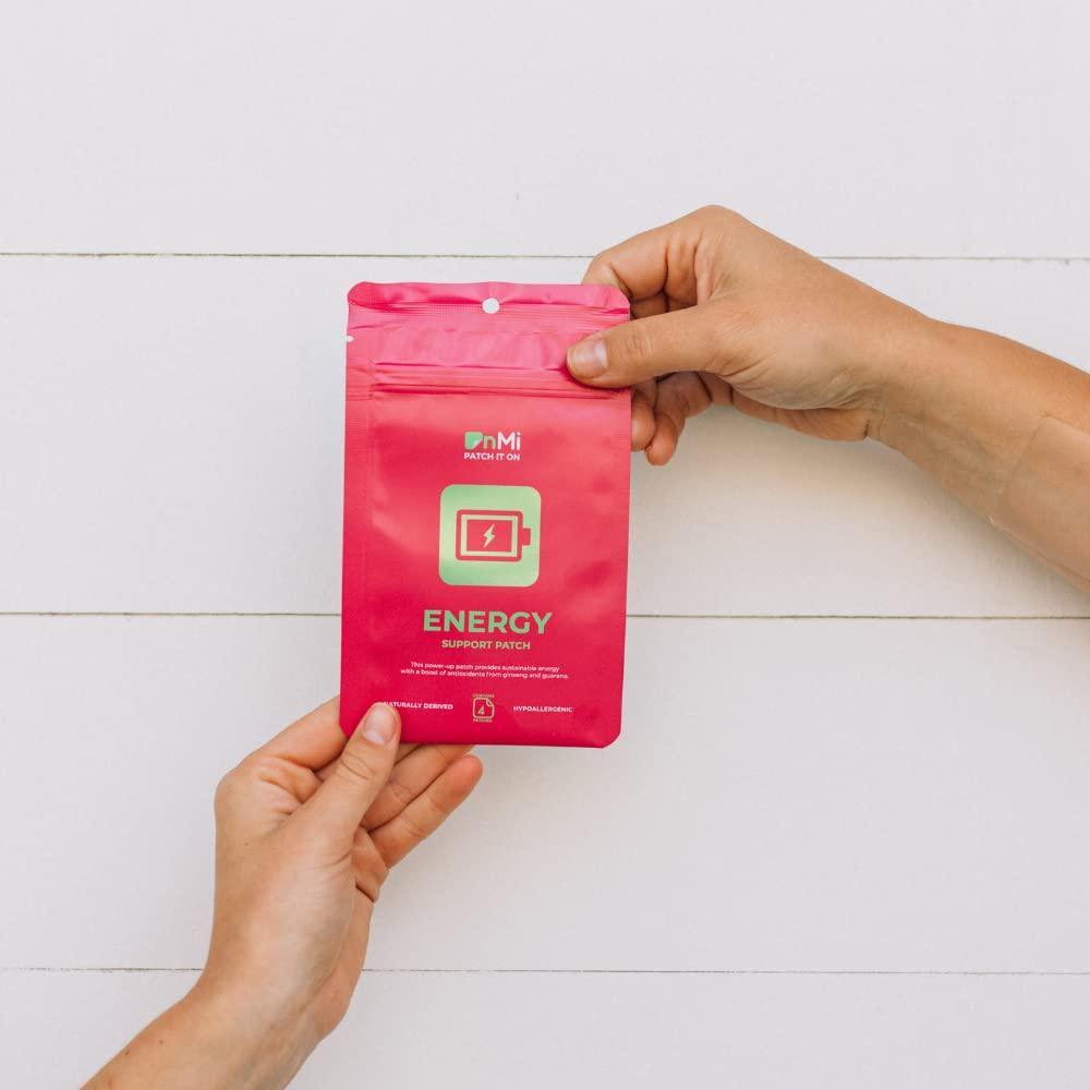 OnMi Patch Energy Patches - Naturally Derived Caffeine - Infused with B12, Panax Guarana, Kola Nut, and Ginseng - Steady No Crash Transdermal Energy Patches (4 Pack)