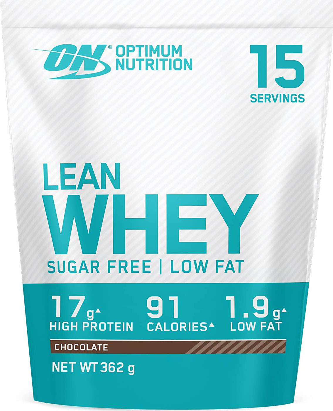 Optimum Nutrition Lean Whey Protein Powder, Low Fat, Sugar Free Lean Protein with Vitamins and Minerals, Chocolate, 362 g, 15 Servings, Packaging May Vary