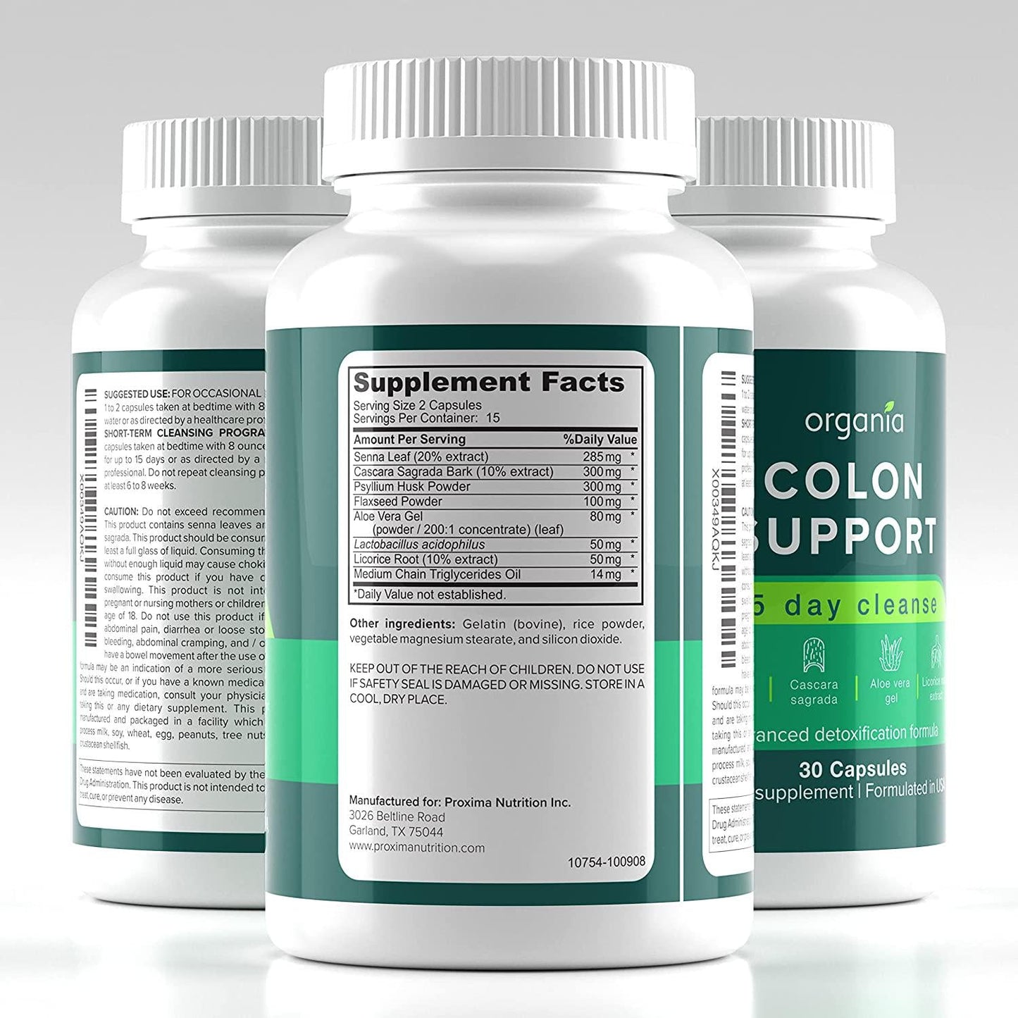 Organia Colon Support - Natural Laxative for Bowel Movement, Constipation Relief and Bloating Support - 30 Capsules - Made in USA, 30 Count (Pack of 1)