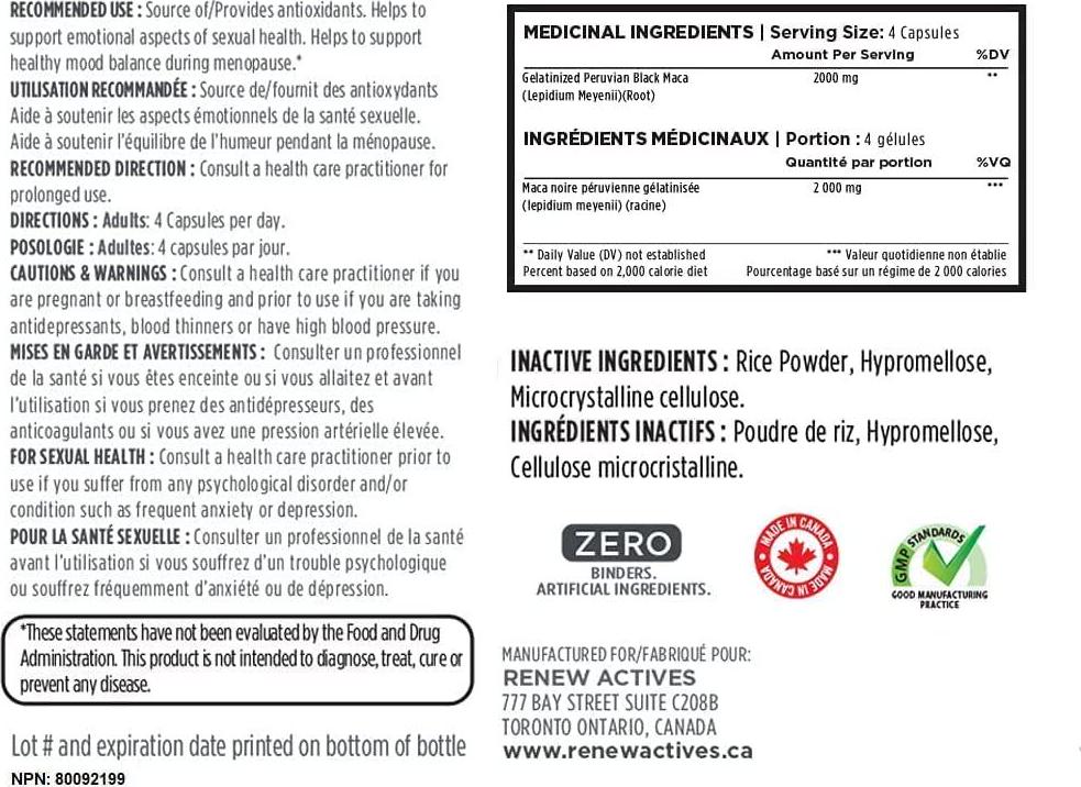 Organic Black MACA Dietary Supplement Pills- Vegan, Non GMO Certified – 1000mg of Gelatinized Peruvian Black Maca Root Powder per Capsule Supports Male Health, Performance and Increase Energy Levels