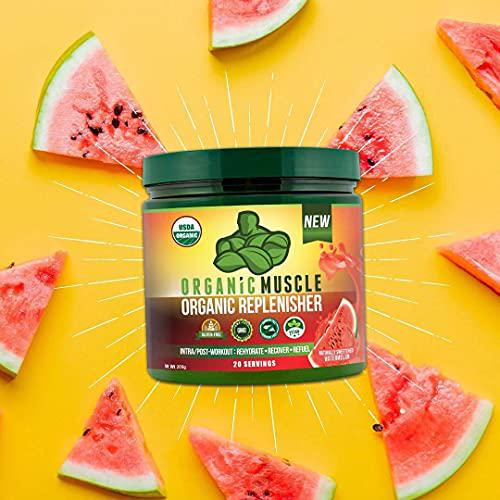 Organic Muscle Bundle - Pre-Workout Powder for Energy (Passionfruit Guava) + Replenisher for Hydration (Watermelon) - USDA Certified Organic