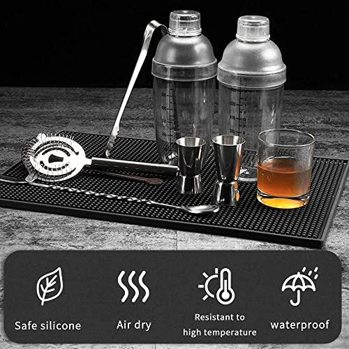 PVC Bar Service Mat for Cocktail Bartender 12''x 24'' (Black)
