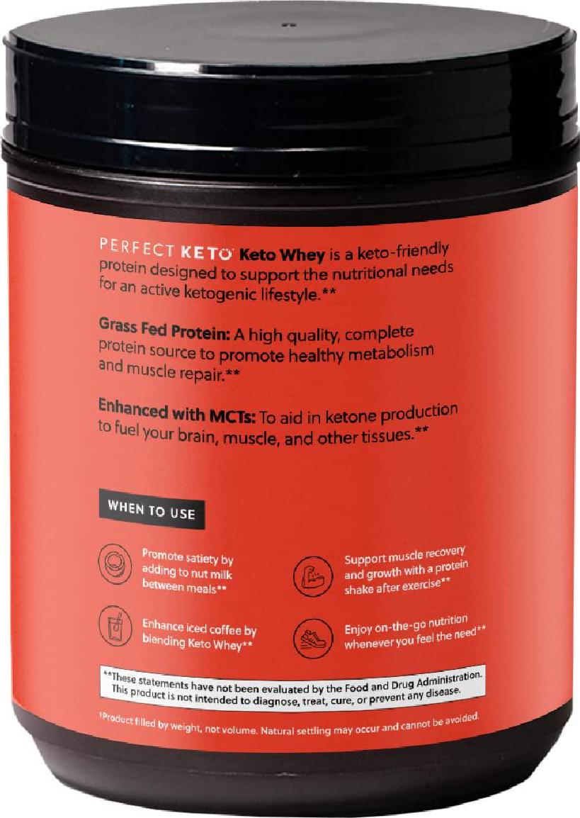 Perfect Keto Pure Whey Protein Powder Isolate Delicious 100% Grass Fed Meal Replacement Shake No Artificials, Gluten Free, Soy Free, Non-GMO (Chocolate)
