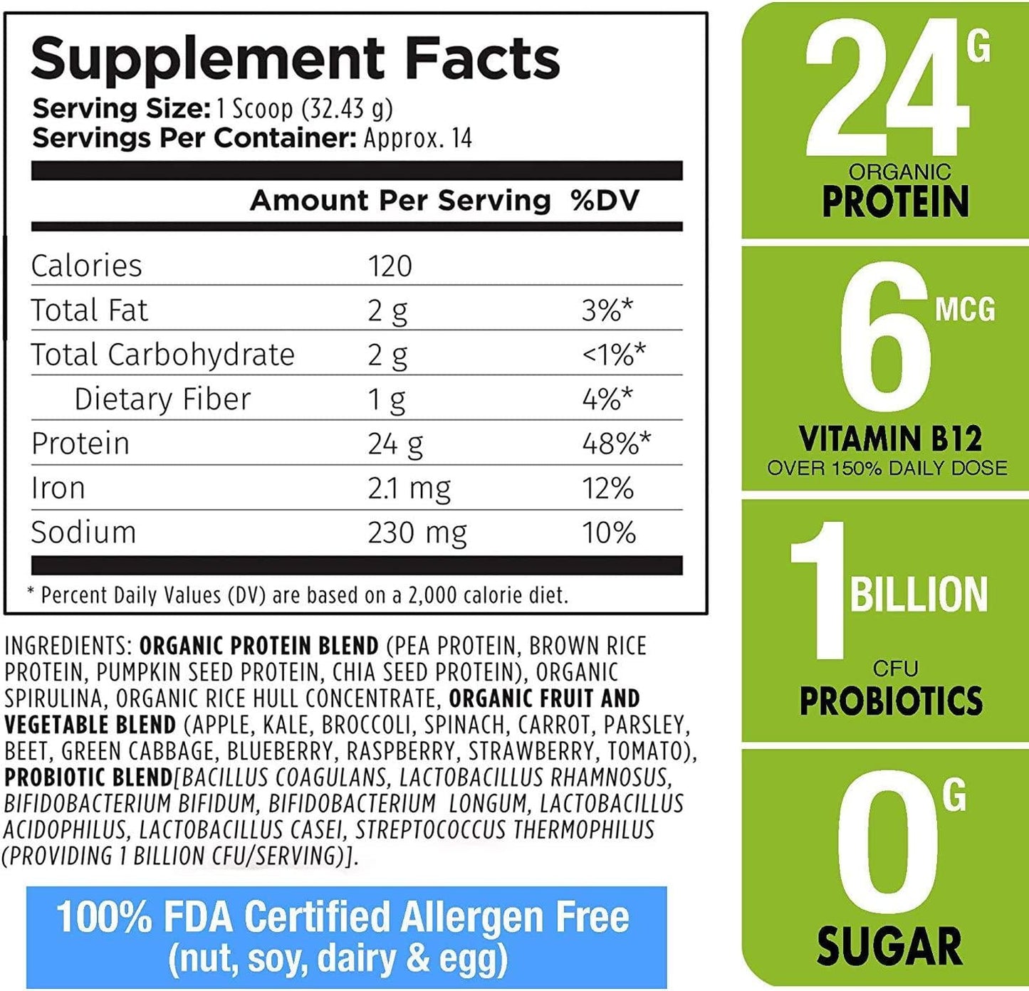 PlantVital Plant Based Protein Powder w 18 Superfoods, Veggies and Probiotics: Kale, Beets, Spirulina and More. Vegan, All BCAA s, Organic, Non-GMO, Gluten Free