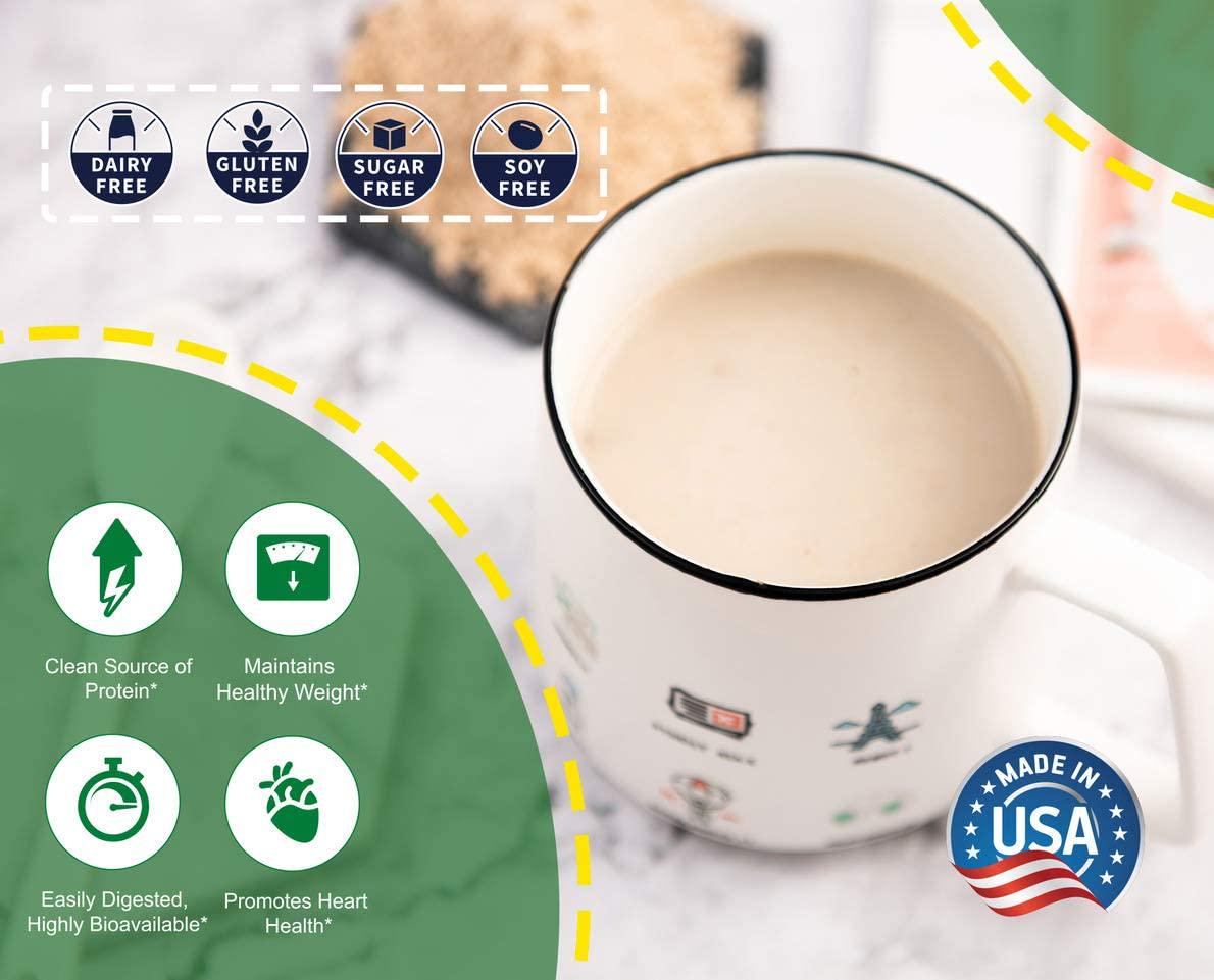 Plant Based - 100% Pure Organic Hydrolyzed Pea Protein Powder - Canada Grown Yellow Pea, Vegan Natural Unflavored, Dairy Free, Gluten Free, Soy Free, Sugar Free, Non-GMO with BCAA 2.62lb