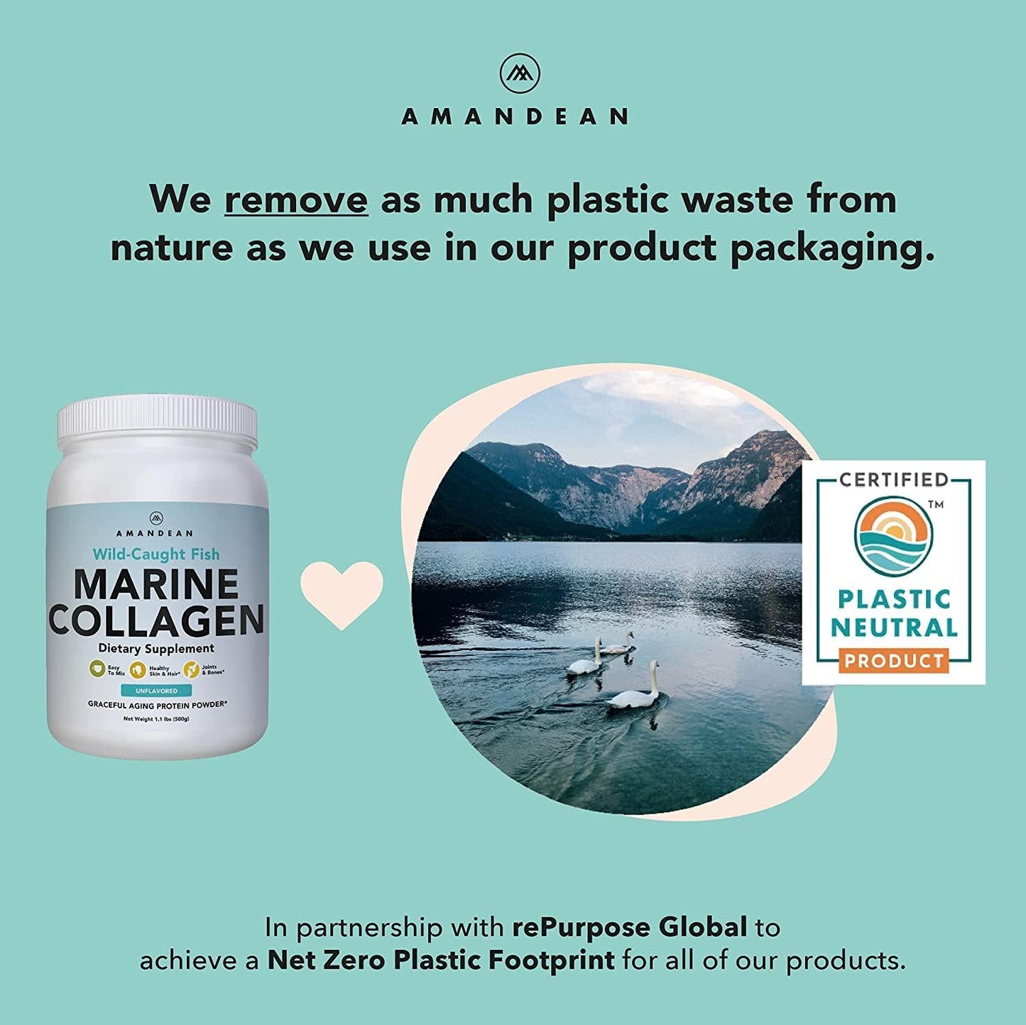 Premium Anti-Aging Marine Collagen Powder 17.6 Oz | Wild-Caught Hydrolyzed Fish Collagen Peptides | Type 1 and 3 Collagen Protein Supplement | Amino Acids for Skin, Hair, Nails | Paleo Friendly, Non-GMO