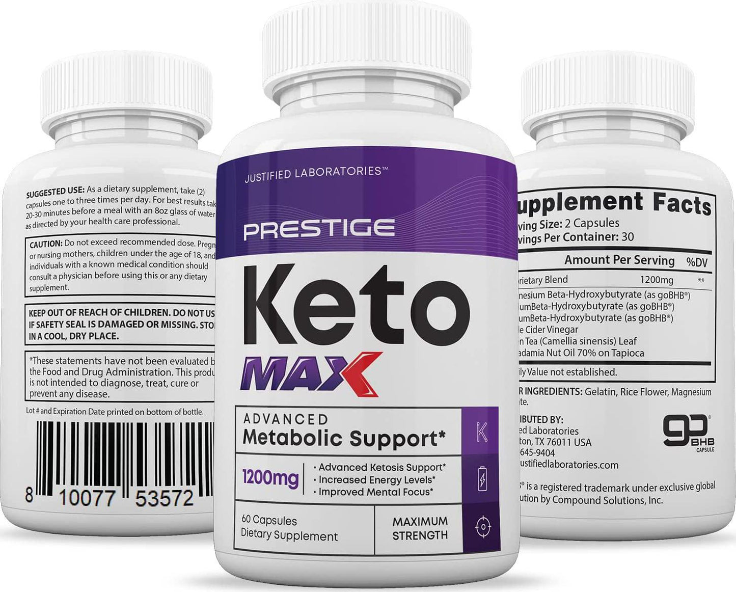 Prestige Keto Max 1200MG Pills Includes Apple Cider Vinegar goBHB Strong Exogenous Ketones Advanced Ketogenic Supplement Ketosis Support for Men Women 60 Capsules
