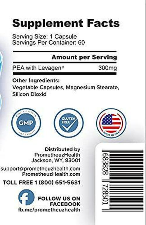 PrometheuzHealth Pea Palmitoylethanolamide with Levagen 60 Capsules