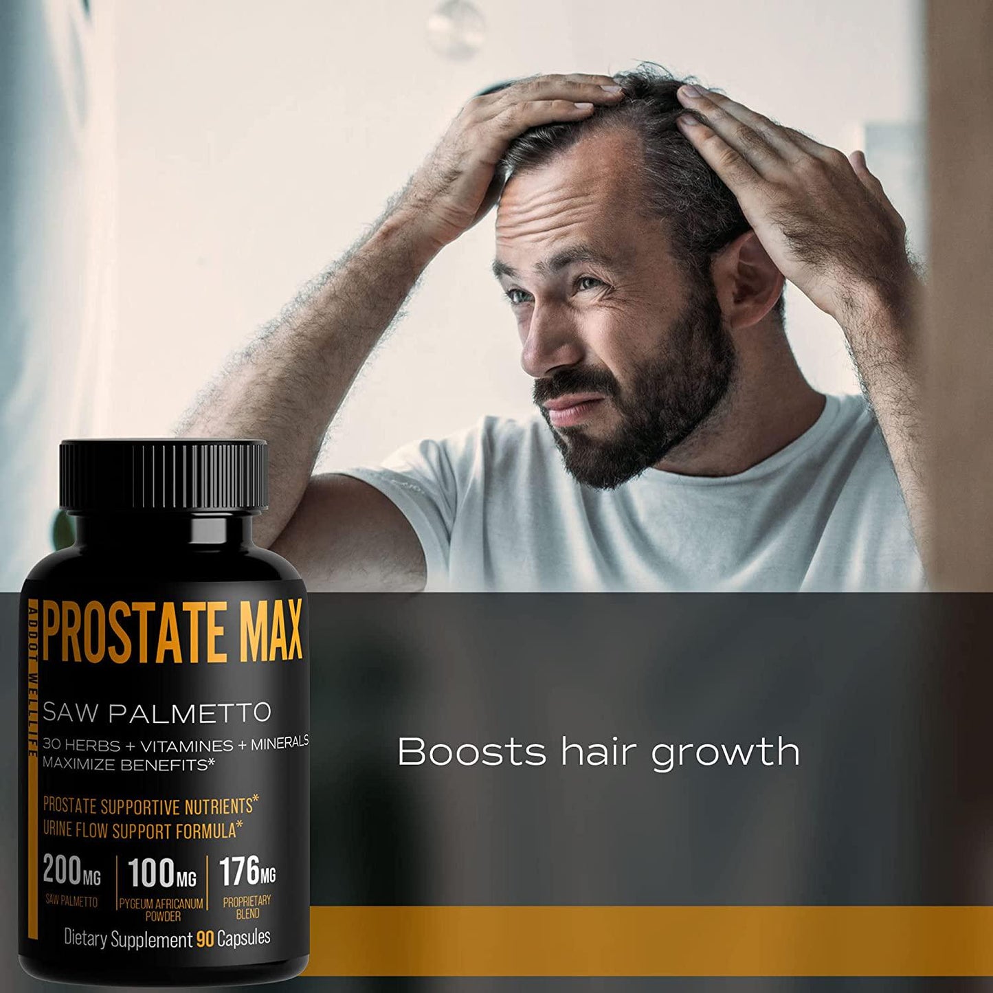 Prostate Max, Prostate Health Supplement for Men with Saw Palmetto Plus 30 Herbs, Vitamins, Minerals, 90 Capsules, Restore Prostate Wellness, Urinary Health, Reduce Bathroom Trips