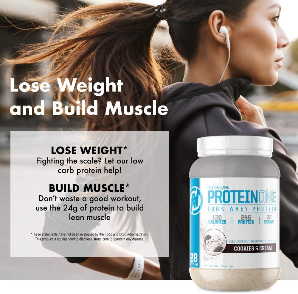 ProteinOne Whey Protein by NutraOne Promote Recovery and Build Muscle with a Protein Shake Powder for Men and Women(Vanilla Ice Cream, 2 LB)