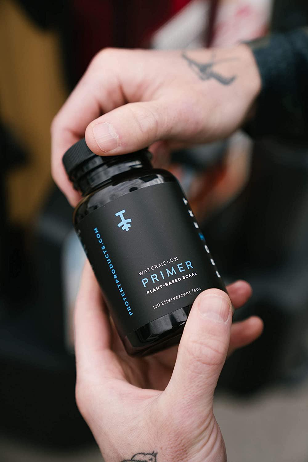 Protekt Primer - Plant-Based BCAA Supplement with Vitamin C - 60 Effervescent Tablets - Vegan BCAA - Watermelon Flavor - Maximum Absorption for Optimal Workout Performance and Faster Recovery