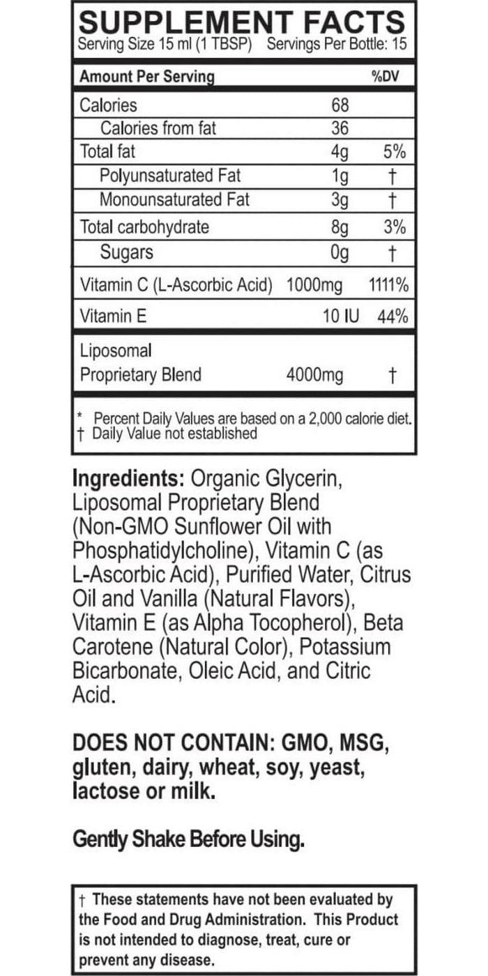 PuraTHRIVE Liposomal Vitamin C 1000 mg Liquid Supplement with Citrus and Vanilla Oil by PuraTHRIVE. Liposomal Delivery for Maximum Absorption. Vegan, GMO Free, Made in The USA