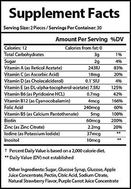 Pure Healthy, Ultra Tasty Multivitamins, 60pcs, Chewable Multivitamins Gummies, Multivitamins for Adults, Vitamin A C D E B5 B6 B12