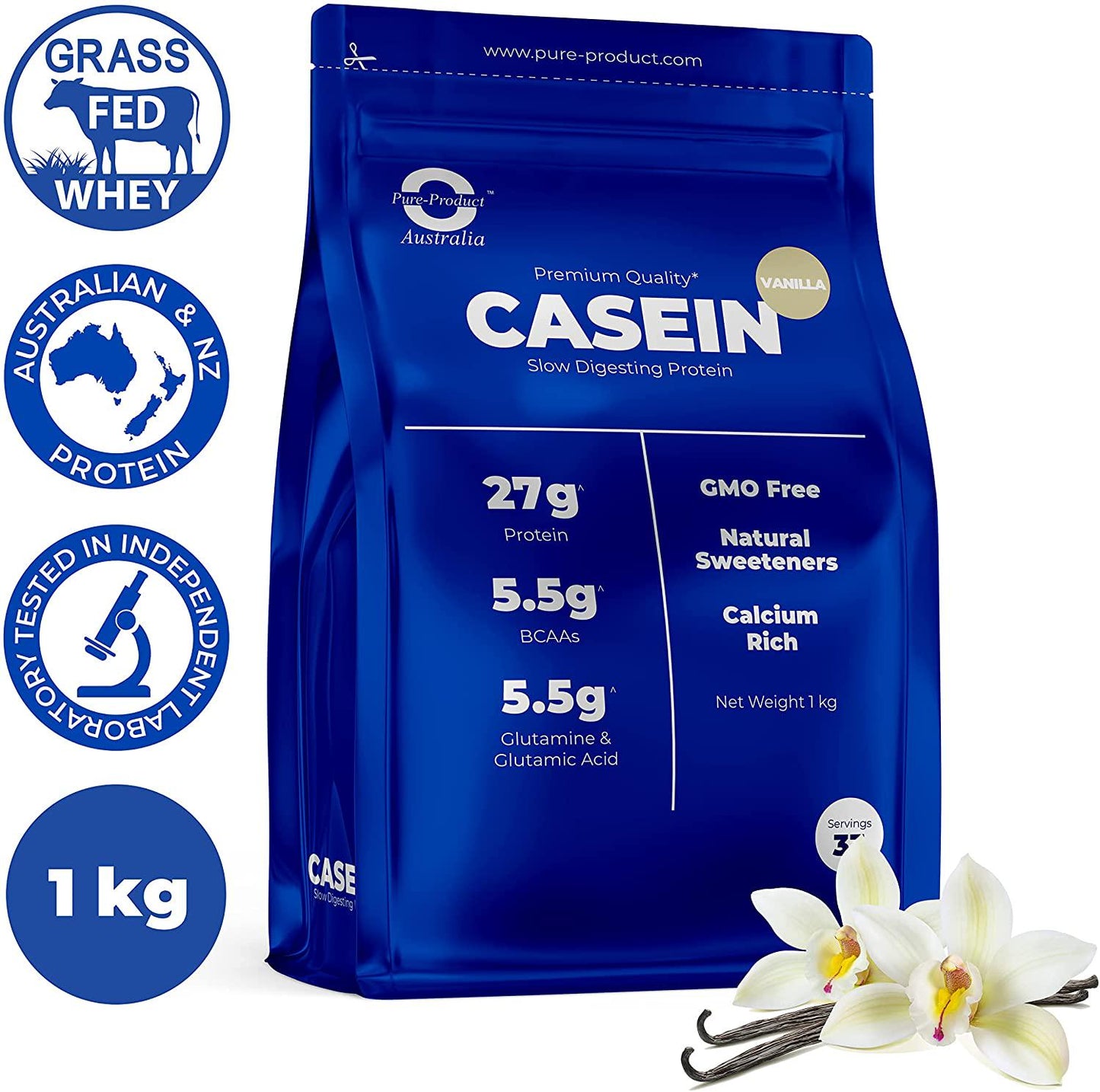 Pure Product Australia Micellar Casein Powder, Vanilla 1 kilograms