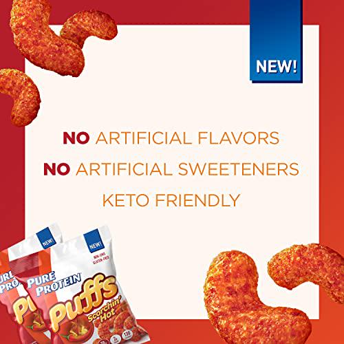 Pure Protein Puffs, Scorchin' Hot, Protein Snack, 1 Count (Pack of 2)