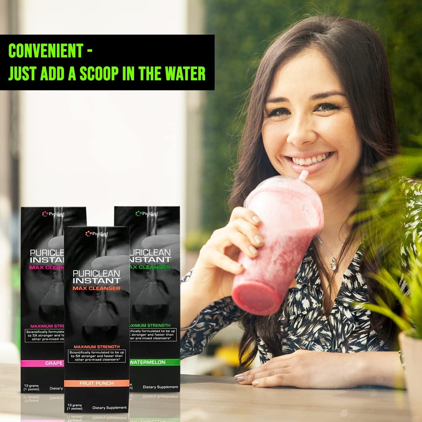 Puriclean Instant MAX Cleanser- Maximum Strength- 13grams of Cleanser-5X Stronger and Faster Than Other Pre-Mixed cleansers(Great Tasting- Grape)-2Pack