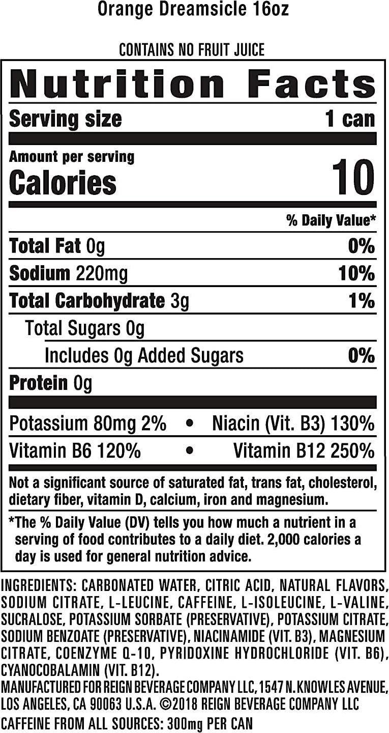 REIGN Total Body Fuel Orange Dreamsicle 16 fl oz (Pack of 4), Clear