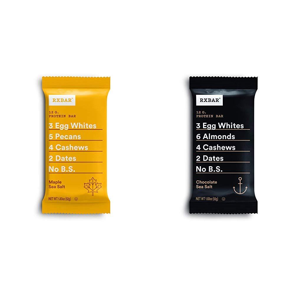 RXBAR, Maple Sea Salt, Protein Bar, 1.83 Ounce (Pack of 12) with Chocolate Sea Salt, Protein Bar, 1.83 Ounce (12 count) Breakfast Bar, High Protein Snack