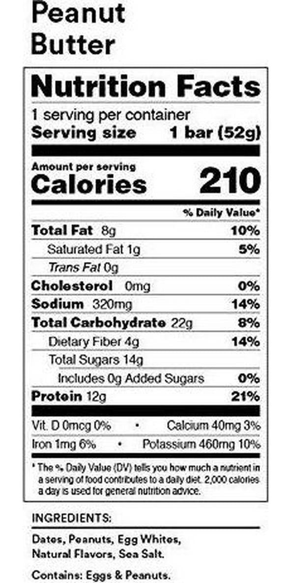 RXBAR Protein Bar, Peanut Butter, 1.8 oz