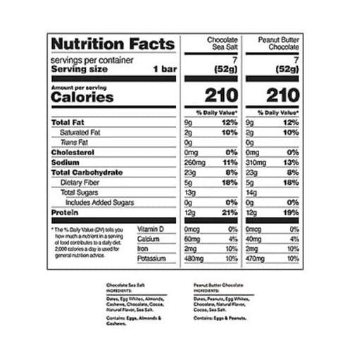 RX bar Variety Pack Chocolate Sea Salt and Chocolate Peanut Butter, 14 Count, 14 Count (Pack of 1)