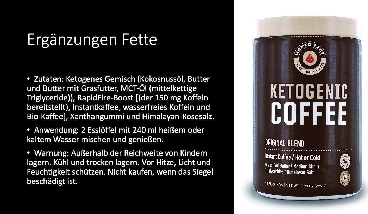Rapid Fire Ketogenic Fair Trade Instant Keto Coffee Mix, Supports Energy and Metabolism, Weight Loss, Ketogenic Diet 7.93 oz. Canister (15 servings)