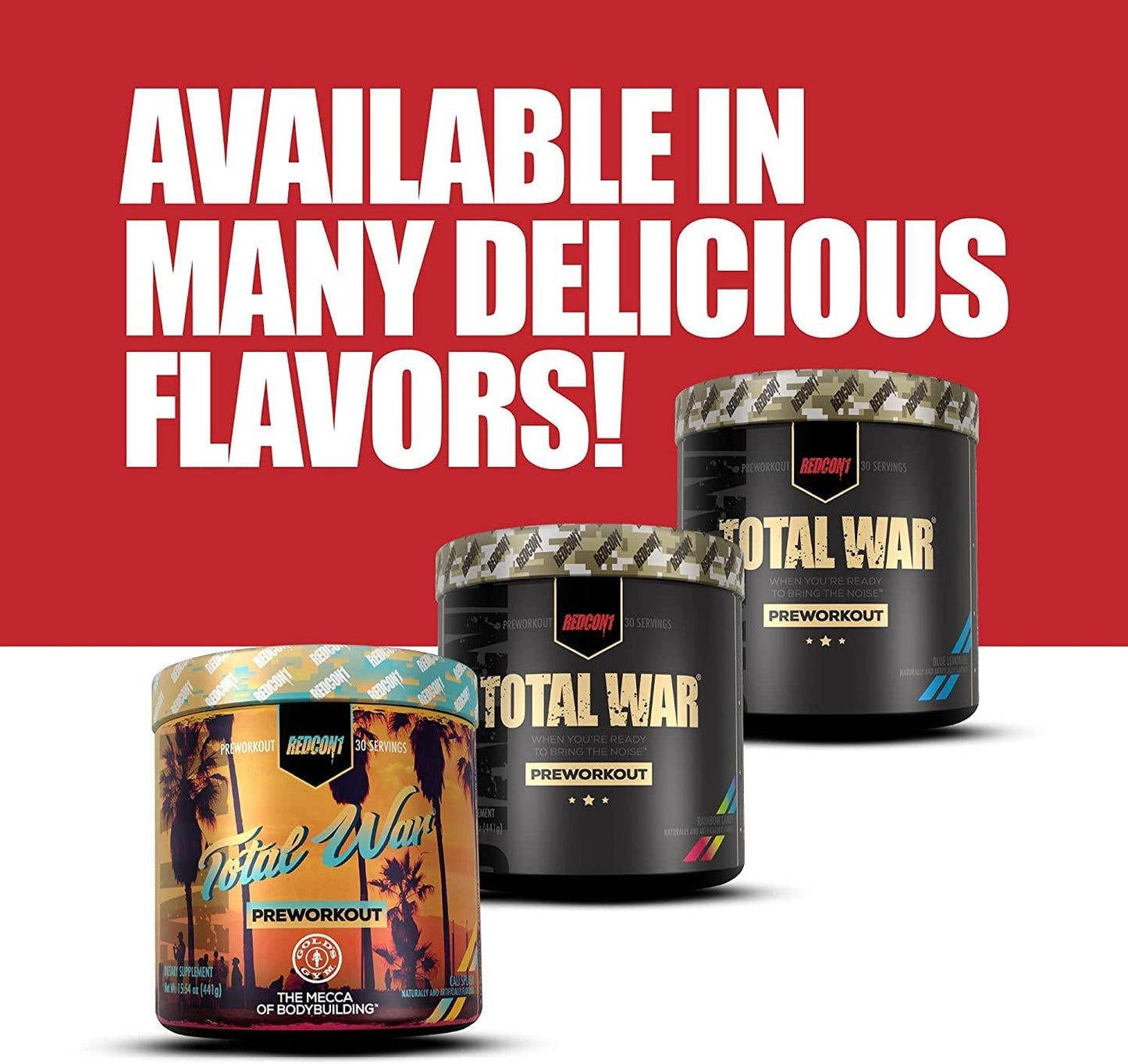 Redcon1 Total War - Pre Workout, 30 Servings, Increase Energy, Increase Endurance and Focus, Beta-Alanine, 350mg Caffeine, Nitric Oxide Booster - Keto Friendly (Rainbow Candy, 30 Servings)