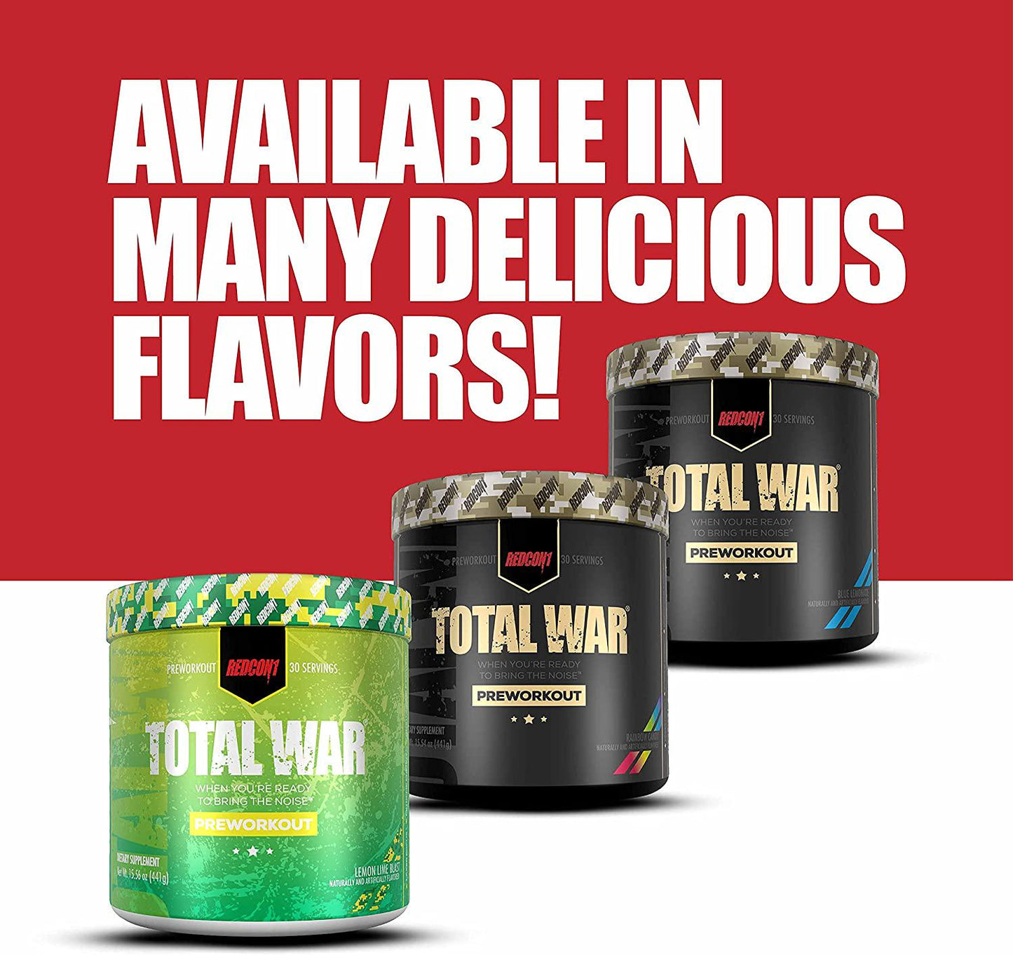 Redcon1 Total War - Pre Workout, 30 Servings, Boost Energy, Increase Endurance and Focus, Beta-Alanine, 350mg Caffeine, Citrulline Malate, Nitric Oxide Booster - Keto Friendly (Patriot)