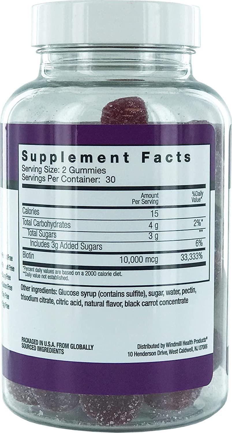 Rejuvicare Biotin Gummies 10,000mcg for Beautiful Hair, Skin and Nails, 30 servings
