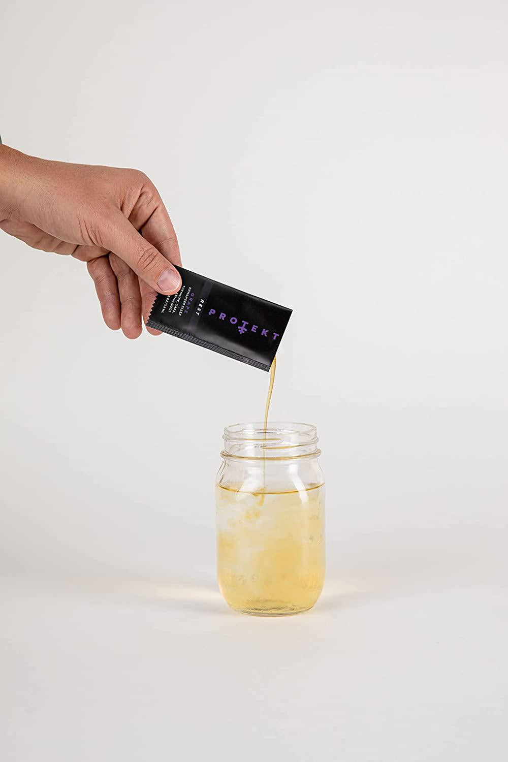 Rest Liquid Supplement Packets with Valerian Root, GABA and Theanine for Enhanced Sleep Support | Protekt (Grape, Pack of 10)