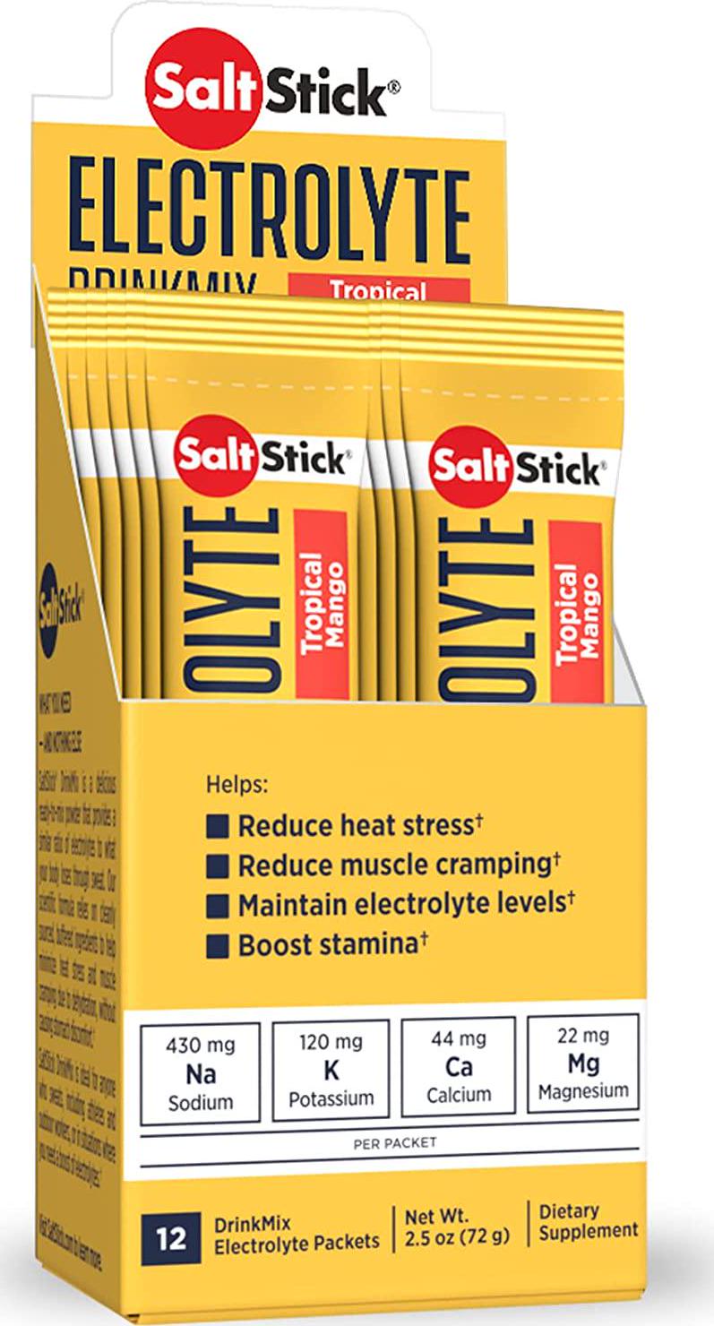 SaltStick DrinkMix, Electrolyte Replacement Drink Mix Powder for Rehydration, Exercise, Hiking and Sports Recovery, 12-ct Carton of Single Serving Packets, Tropical Mango