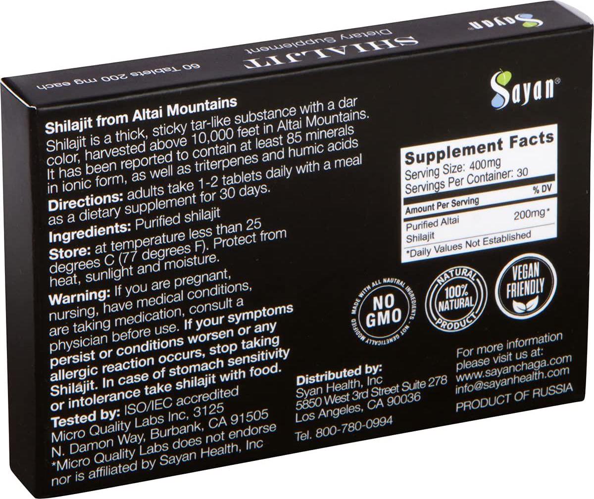 Sayan Pure Altai Shilajit Genuine Black Resin Mineral Pitch, Organic Fulvic Acid Supplement For Detox, Immune + Energy Support