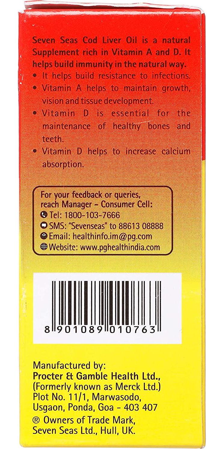 Seacod Cod-liver Oil Capsules ,Omega-3 Fatty Acid, Vitamin A, Vitamin D 100 Capsules