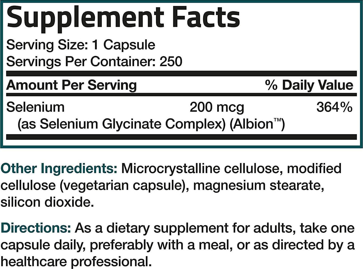 Selenium 200 Mcg for Thyroid, Prostate and Heart Health - Selenium Amino Acid Complex - Essential Trace Mineral with Superior Absorption, Non GMO, Gluten Free, Soy Free, 250 Capsules