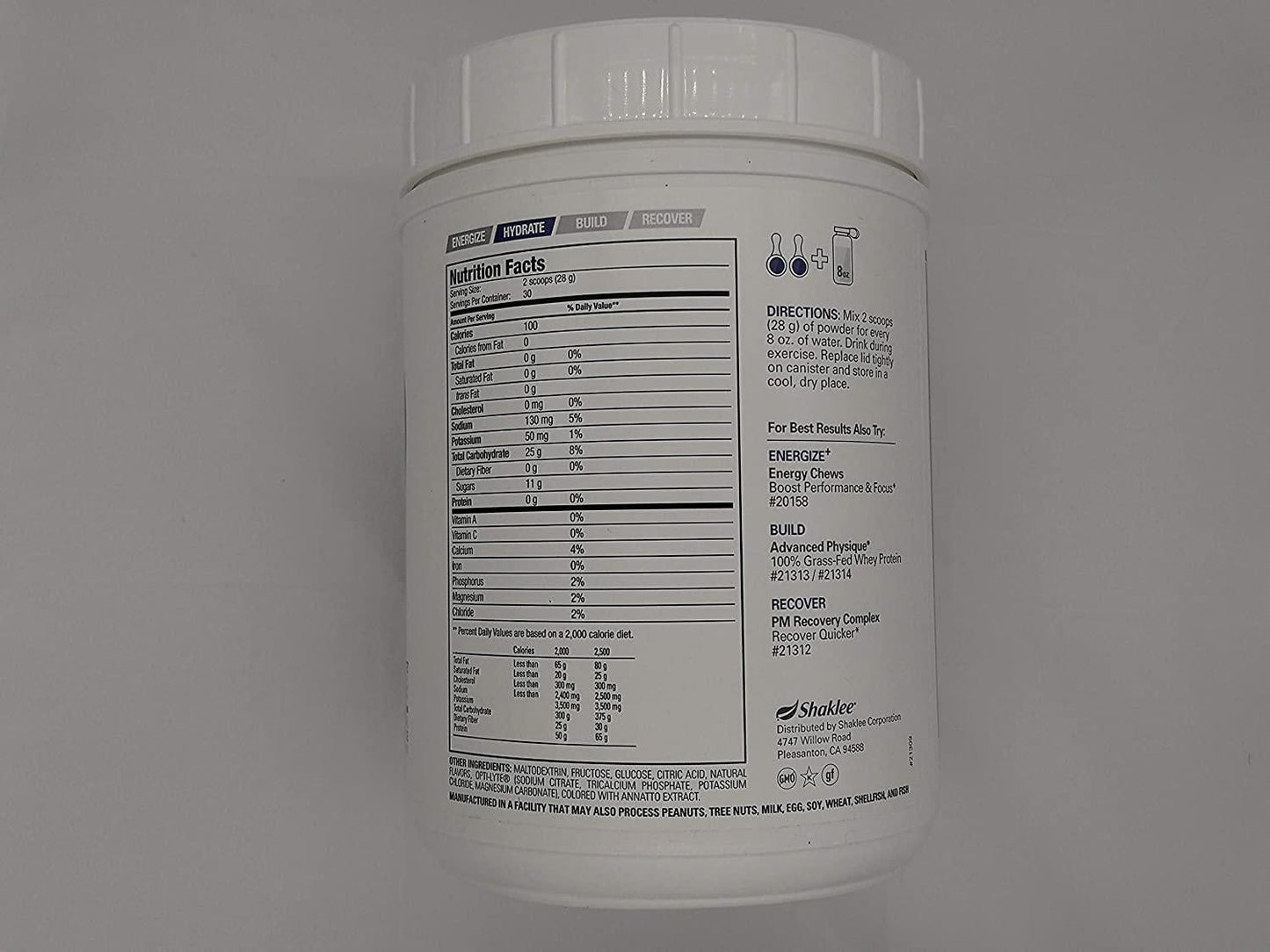 Shaklee Performance Endurance Electrolyte Orange Mixer 30 Servings