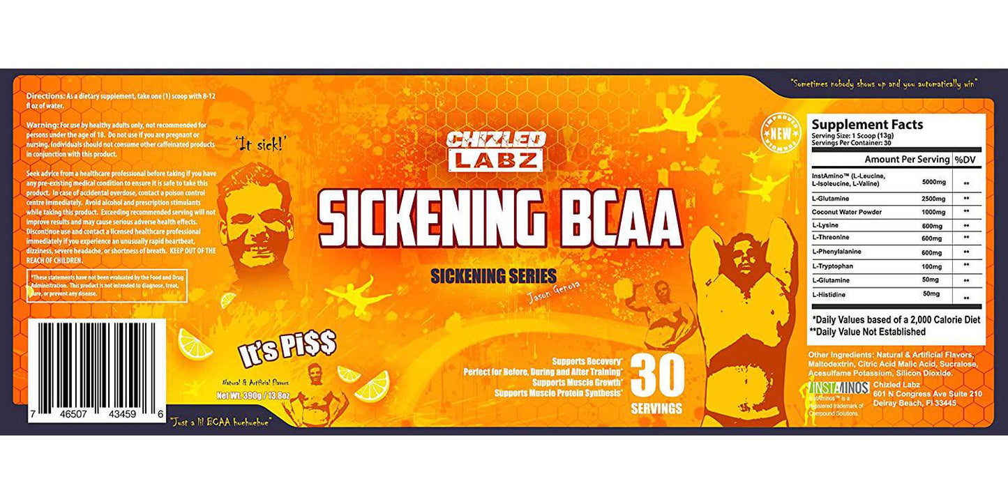Sickening BCAA Sports Supplement - Recovery Energy Reps and Muscle Growth (It's Pi$$)